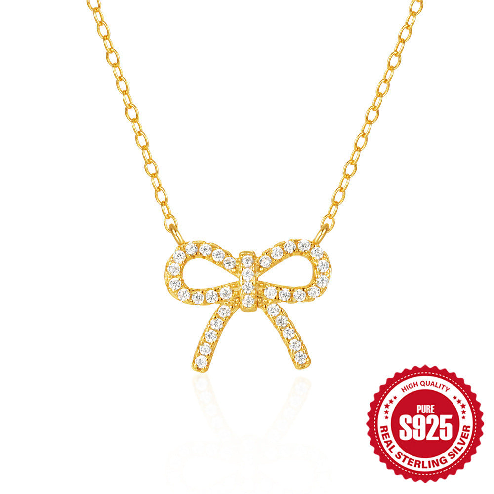 Rhinestone Bow Necklace