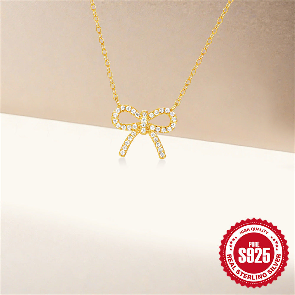 Rhinestone Bow Necklace