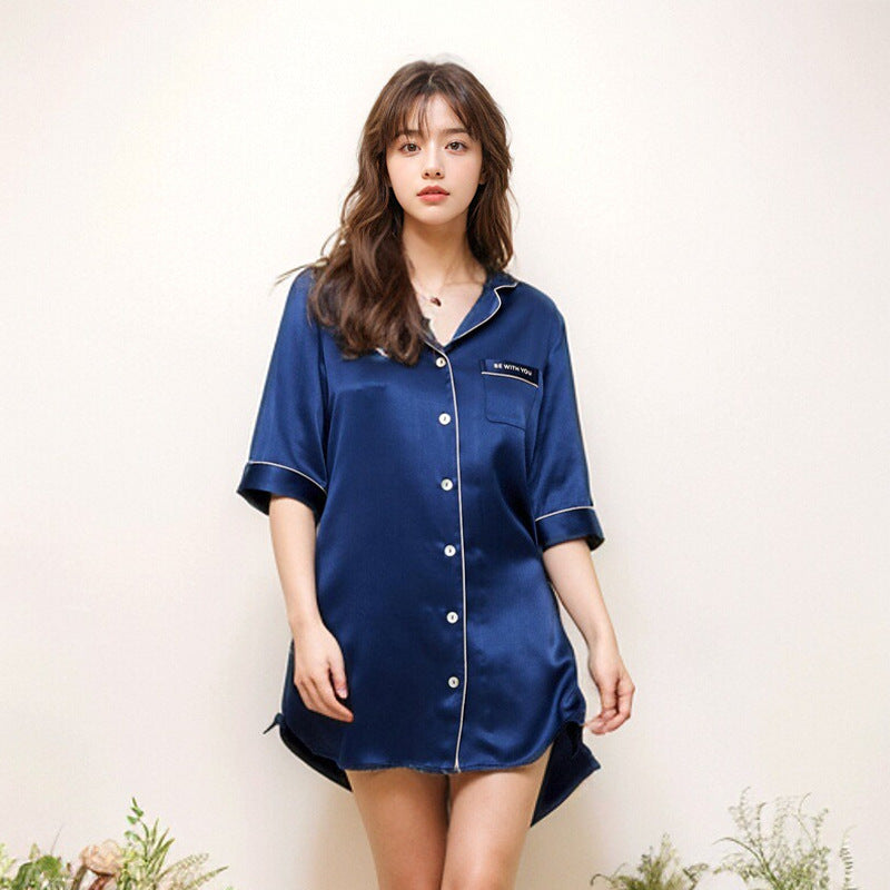 Midnight Letter Silk Night Shirt