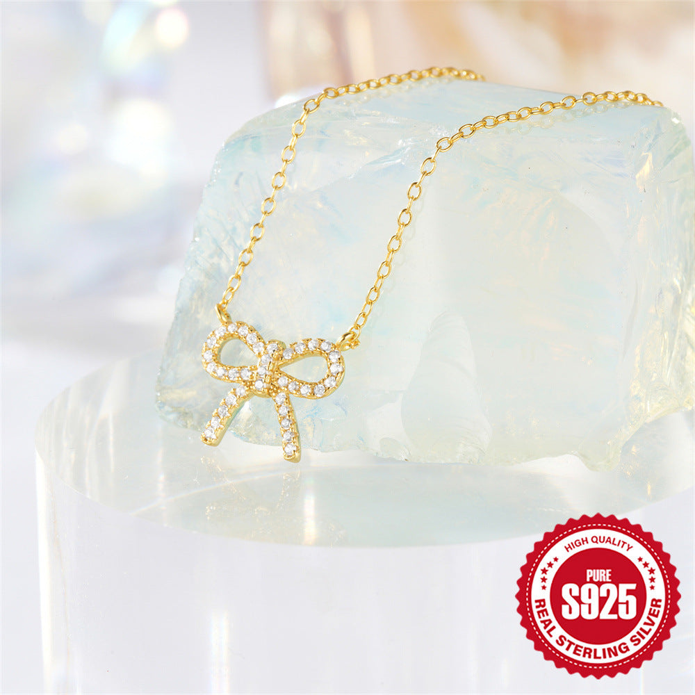 Rhinestone Bow Necklace